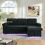 Modern Chenille Multi-functional Pull-Out Bed Sofa with Retractable Table and LED Lighting USB Charging Ports and Cup Holders-738914094