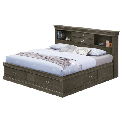 Charmant lit de rangement traditionnel gris