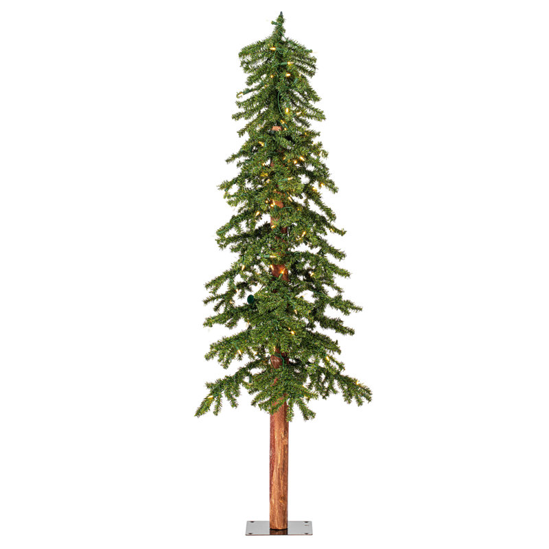 3 Piece Natural Bark Alpine Artificial Christmas Tree Set with 500 Warm White LED Lights
