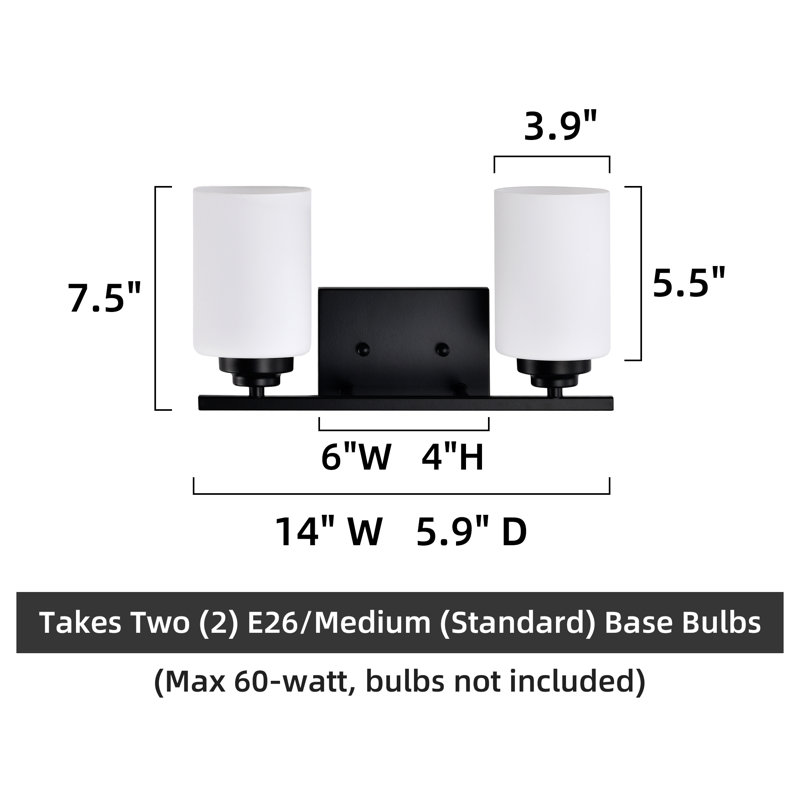 Burdene Dimmable Vanity Light, Matte Black, 2