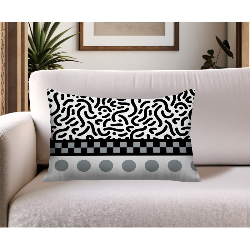 Oreiller rectangulaire réversible intérieur / extérieur Kixie, Gris, Rectangulaire H 14 po x l 20 po
