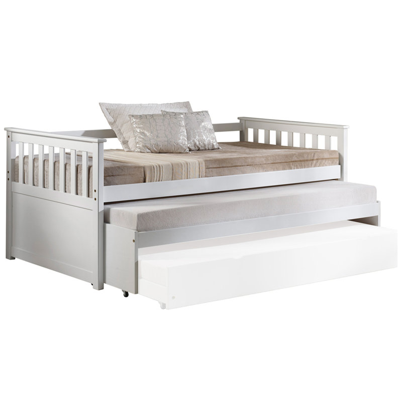Lit de jour simple en pin massif blanc, capacité de poids de 660 lb en pin