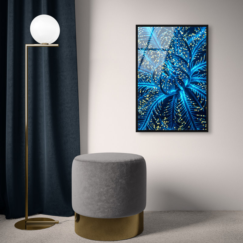 Neon Bloom Print by Oliver Gal, 31"H x 21"W, Black Floater Frame