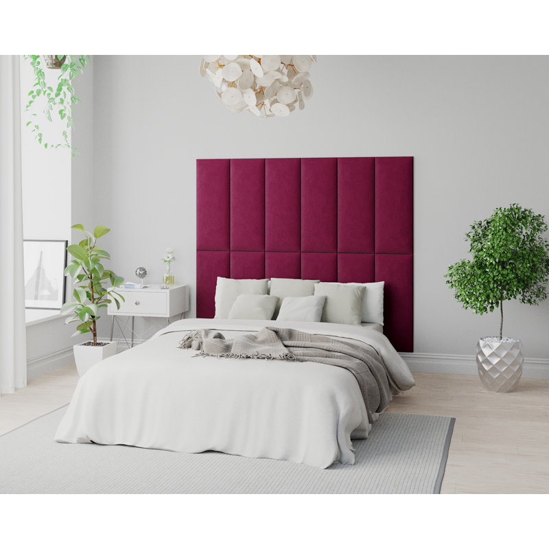 Kartina 30 cm x 75 cm Peel and Stick Upholstered Wall Paneling in Berry