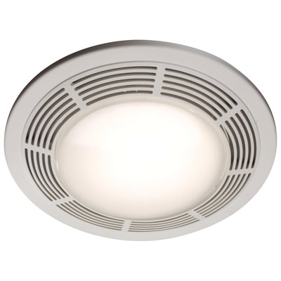 Ventilateur de salle de bain Broan-NuTone 750 rond et lumière avec lentille en verre, 100 CFM, blanc