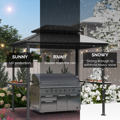 Metal Patio Aluminum 6' X 12' Hardtop Grill Gazebo with Double Galvanized Steel Roof for BBQ