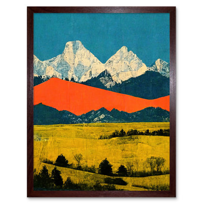 Winter Mountains Landscape Modern Papercut - Print
