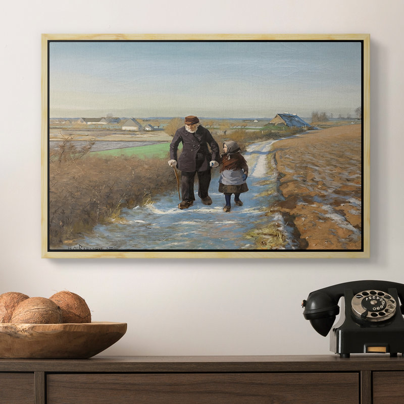 «The Old Man and the Child», 1888 - Hans Andersen Brendekilde, toile tendue avec châssis, 16 x 24, Naturel