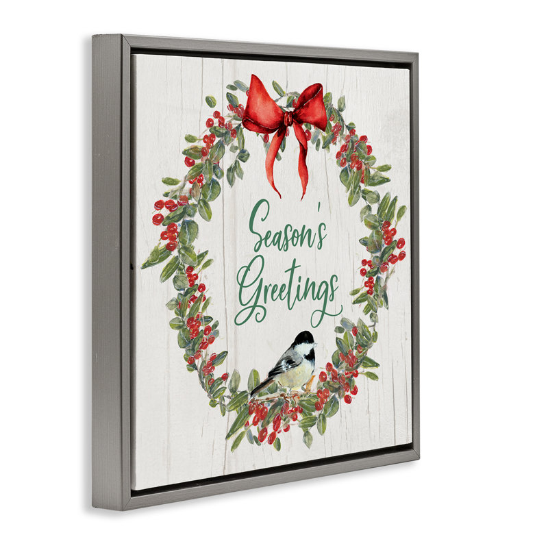 «Season's Greetings», giclée par Sally Swatland, Cadre flottant gris lustré, H 18 po x l 18 po