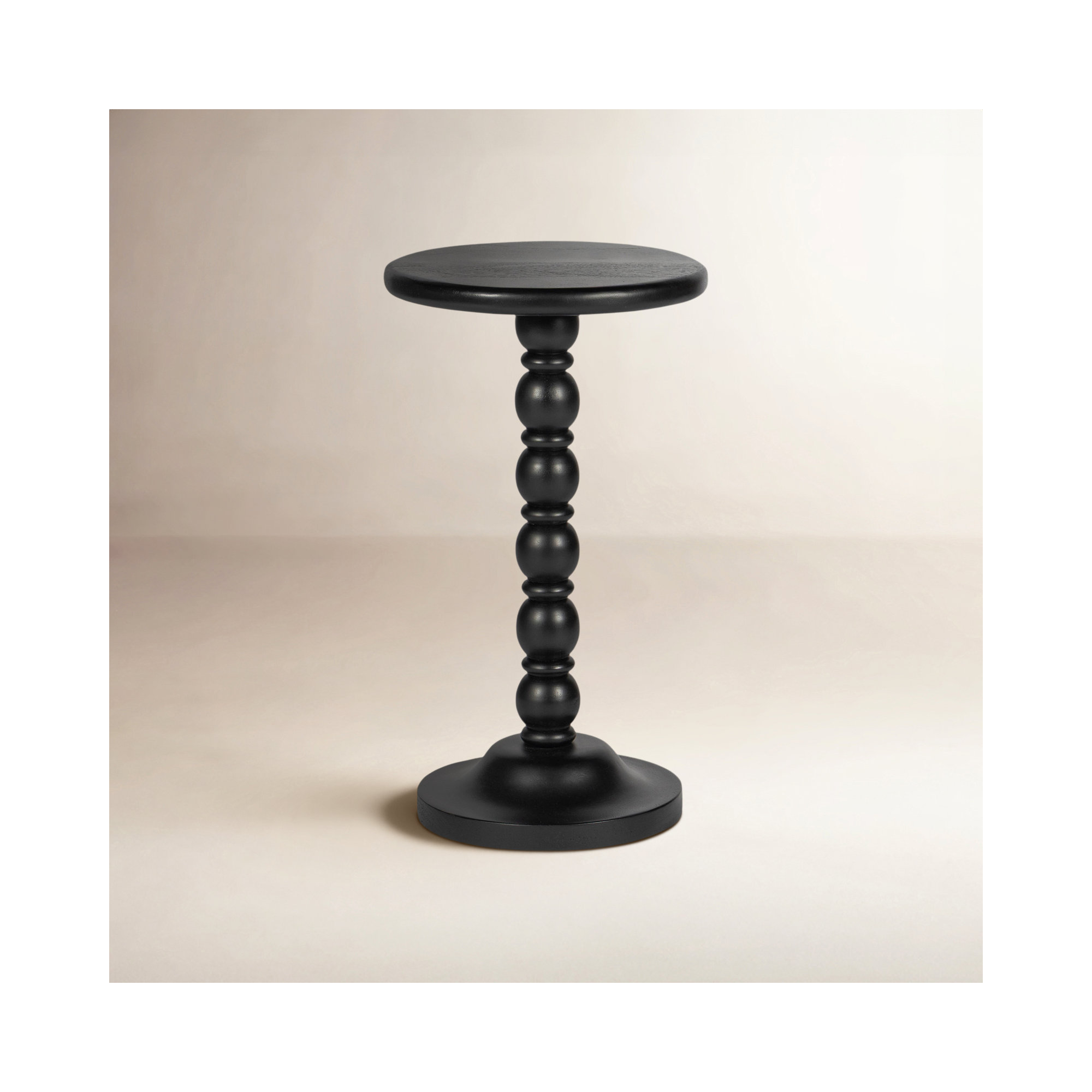 Isabel Spindle Solid Wood Round Drink Table, Black, 24'' H X 24'' W X 14'' D