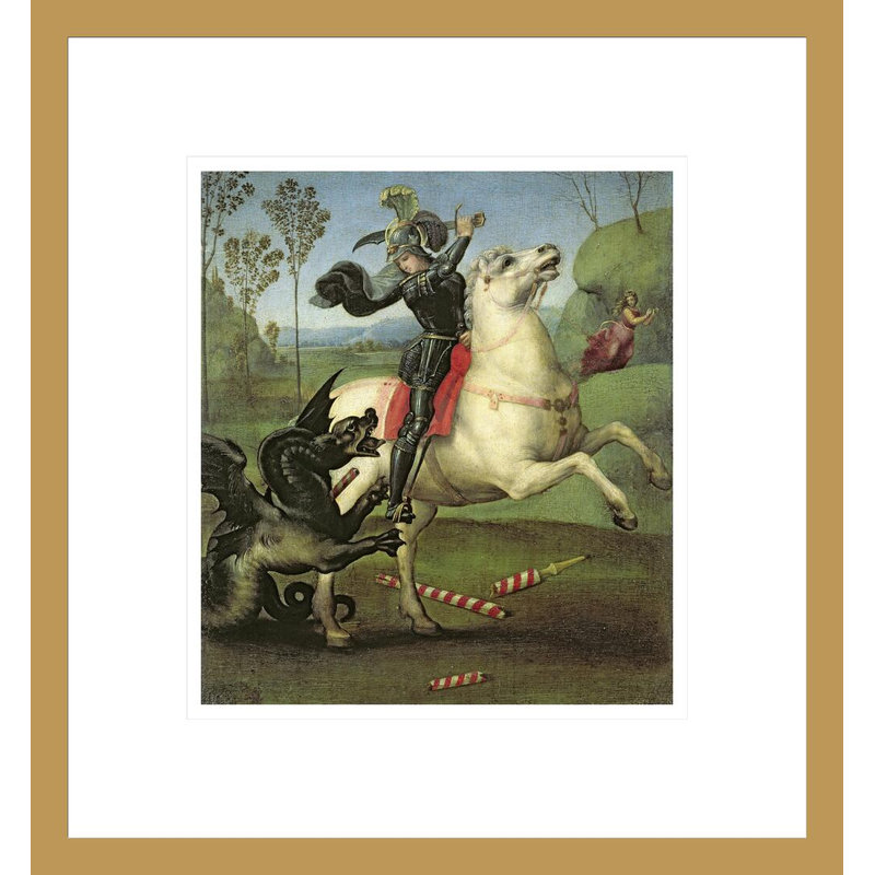 «St. George's Fighting with the Dragon» par Raphael, impression giclée encadrée, H 14,8 po x l 13,75 po