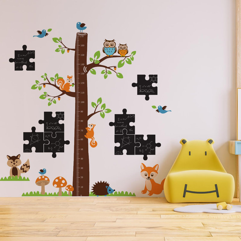 Chalkboard Puzzle With Fox Height Chart Wall Sticker