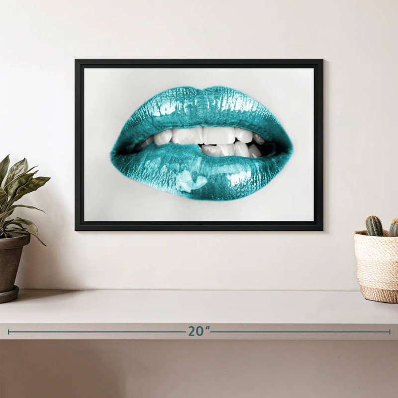 Bouche à lèvres, Cadre flottant noir, 13 po x 9 po
