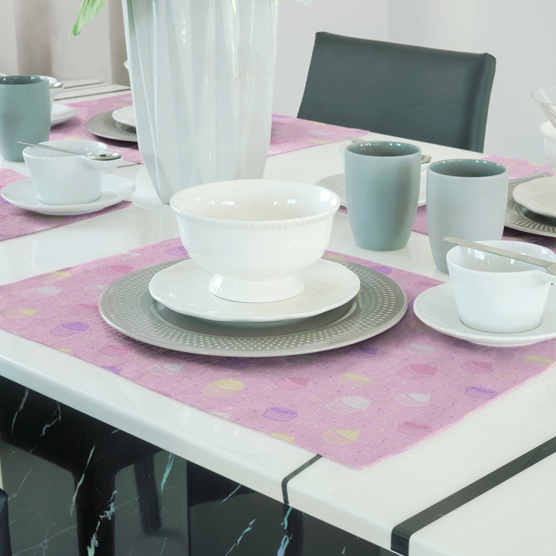 Napperon en coton 18 po Classic cupcake, Alternance de rose