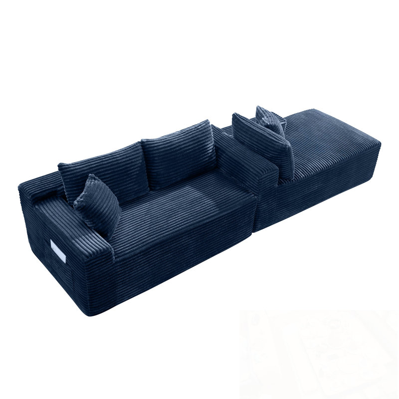 Canapé modulaire Cloud avec méridienne en L, Bleu