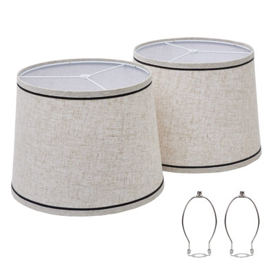 Ensemble de 2 abat-jours cylindriques, abat-jour en tissu pour lampes de table, abat-jour moyen de 13 po de haut x 11 po de bas x 10 po de hauteur, lin naturel fabriqué à la main, support pour abat-jour de harpe inclus