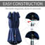 Parasol de patio bleu foncé de 15 pi, structure rectangulaire en acier absorbant les chocs, manivelle, double face pour piscine, auvent insonorisé pour terrasse, bord de piscine,