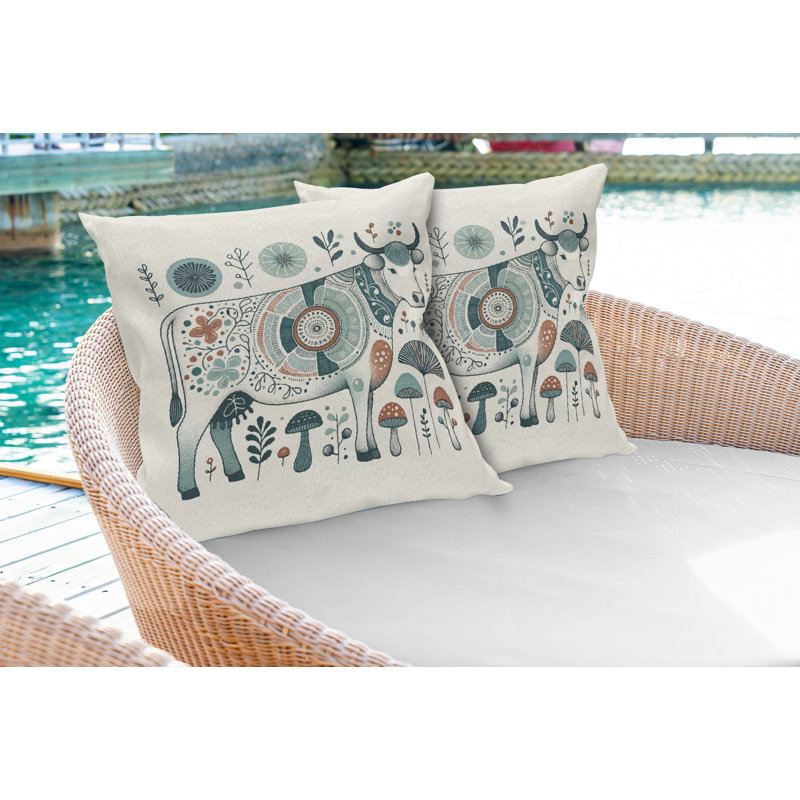 Coussin décoratif réversible en tissu, Carré, H 24 po x l 24 po
