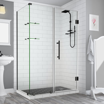 Cabine de douche rectangulaire à charnière sans cadre 32,38 po x 72 po Bromley GS
