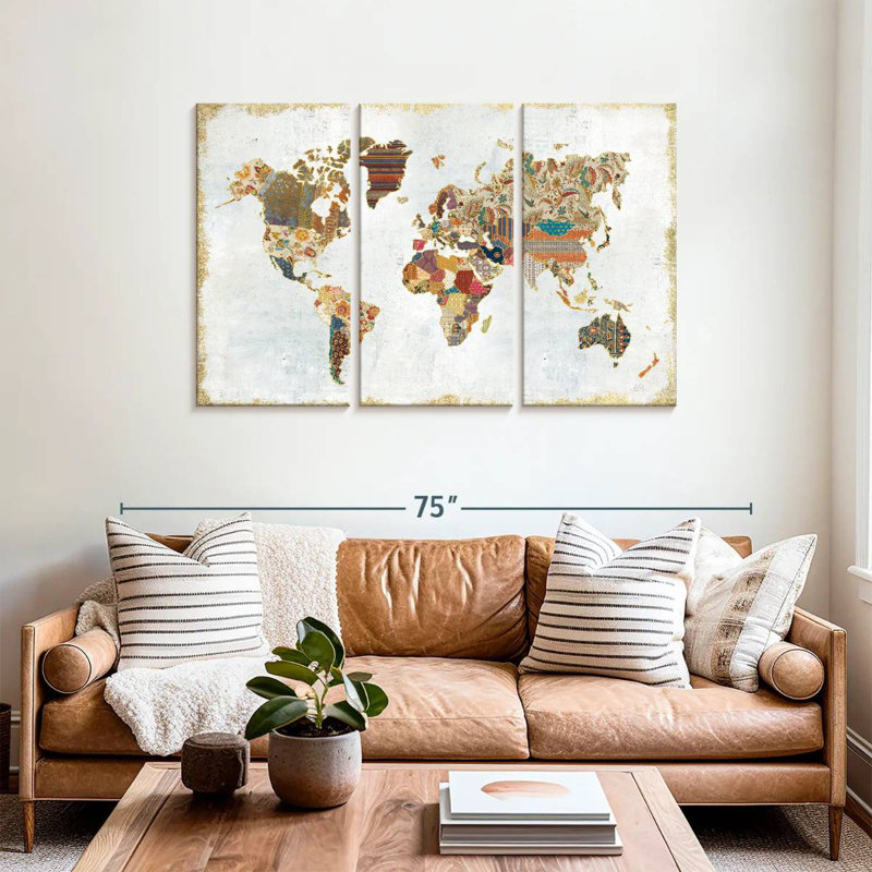 Aliaz Pattern World Map, 36" H x 57" W