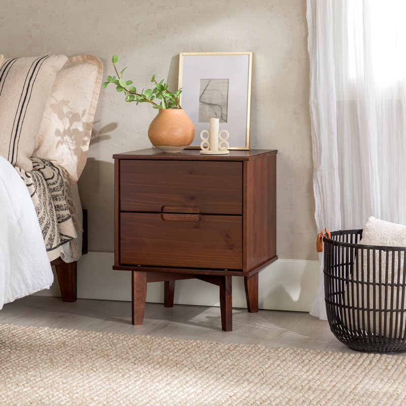 Ulti Solid Wood Bedside Table, Walnut