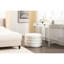 Repose-pieds rond avec repose-pieds en velours avec étagères en bois, parfait pour l'organisation de la chambre à coucher et du salon