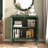 Vintage Hollow‑Carved 2‑Door Accent Cabinet with Adjustable Shelf and Solid Wood Legs-555494563