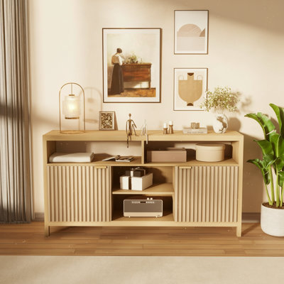 Meuble télé cannelé pour téléviseur de 65 po, tablettes réglables