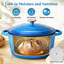 Batterie de cuisine Pirecart en fonte émaillée antiadhésive, 7 pièces, compatible gaz/induction, bleue-124892205