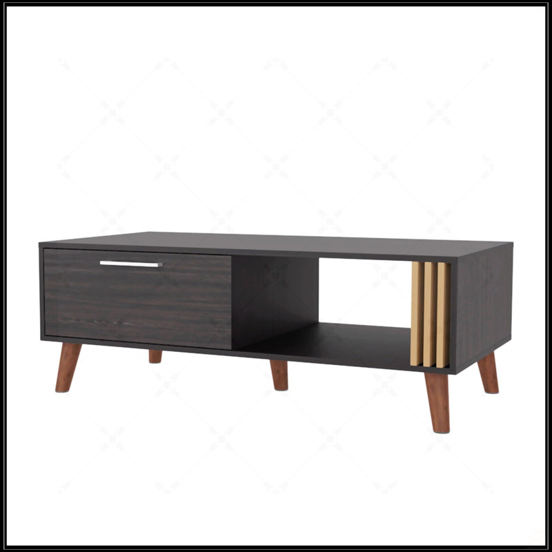 Table basse avec porte et rangement ouvert