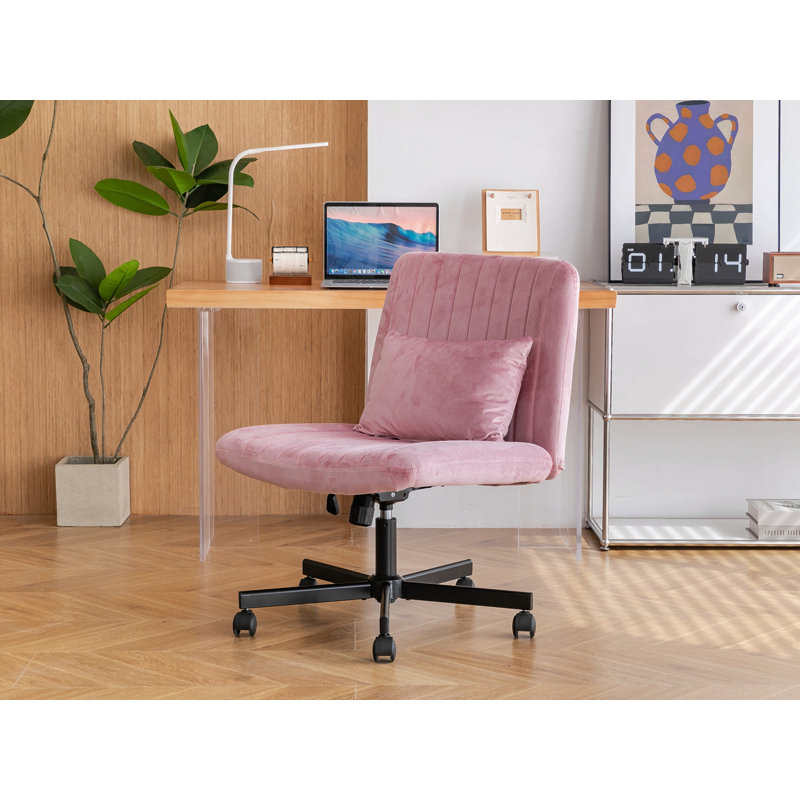 Chaise de bureau moderne en lin, Velvet, Light Pink