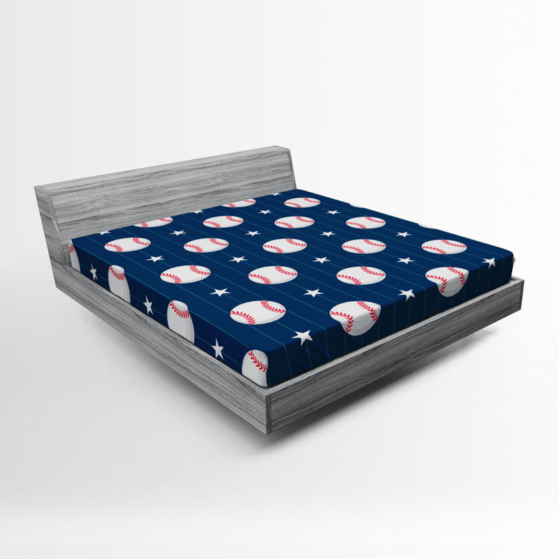 Baseball Stripes Microfibre Jersey Knit Fitted Sheet, European Double (140 x 200cm)