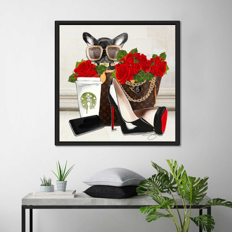 Fashion Frenchie (Square) par Antonyus Bunjamin (Abe) - impression, H 21,5 po x l 21,5 po x P 2 po, Cadre flottant noir
