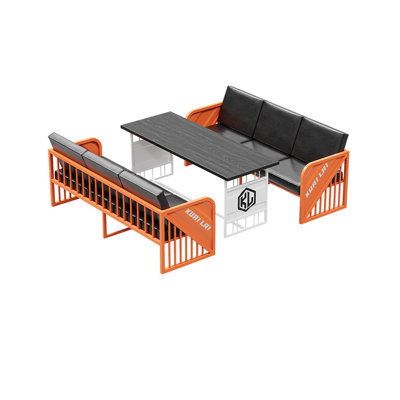 Industrial Card Seat Sofa Table And Chair Set Rectangular 62.99'' L x 23.62'' W Dining Set
