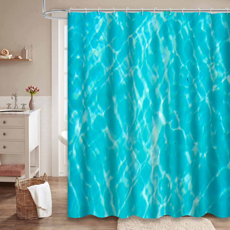 Eau abstraite plage soleil bleu bâtiment lumineux couleur bord de mer hôtel frais avec 12 crochets, L 72 po x l 84 po