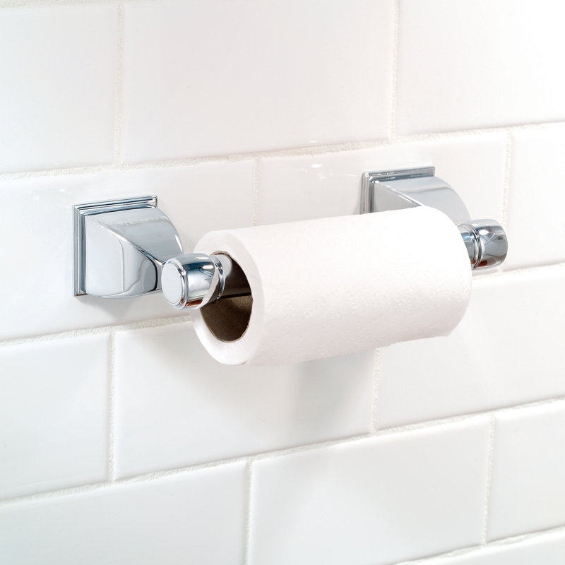 Quattro Double Post Toilet Paper Holder, Polished Chrome