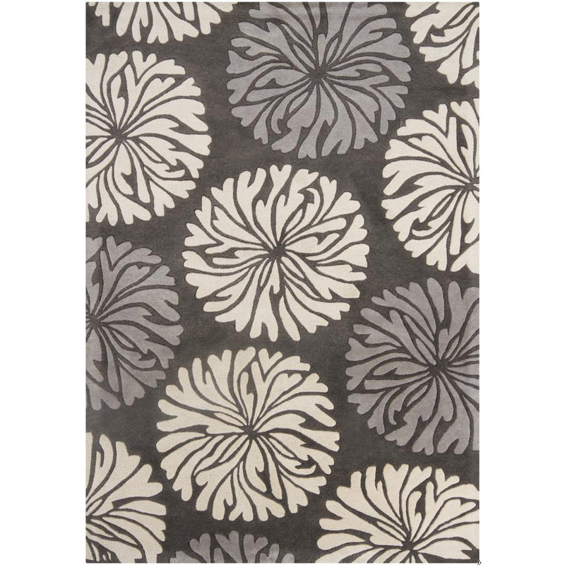 Tapis floral en laine Sunburst, 5 pi x 7 pi
