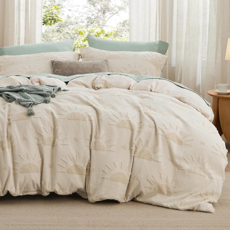 Housse de couette Litsure Boho Jacquard, Housse de couette pour grand lit + 2 taies décora