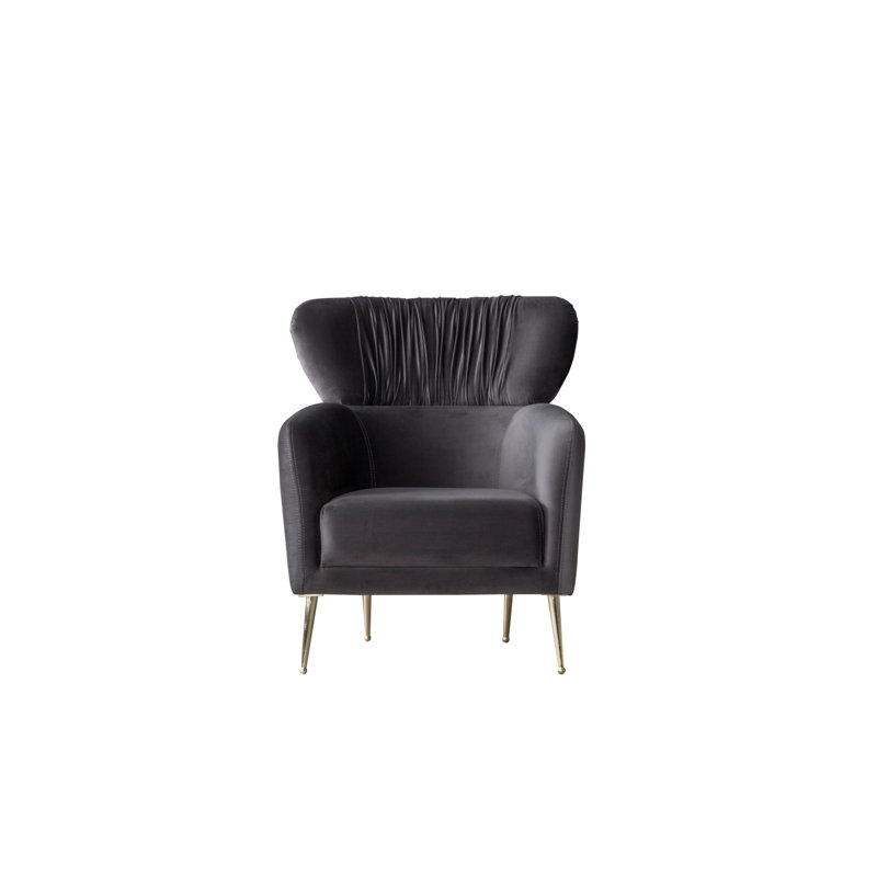 Fauteuil en velours capitonné l 31,1 po, Velours noir