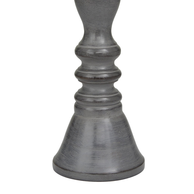 Wood Candle Holder, Gray
