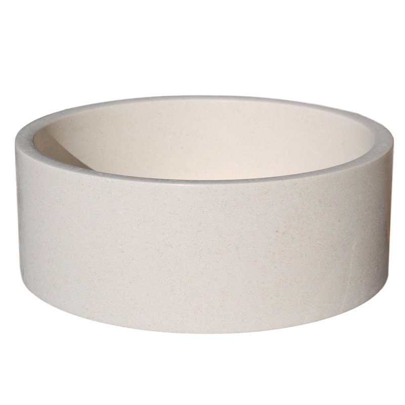 TashMart 16'' Stone Circular Bathroom Sink, Limestone