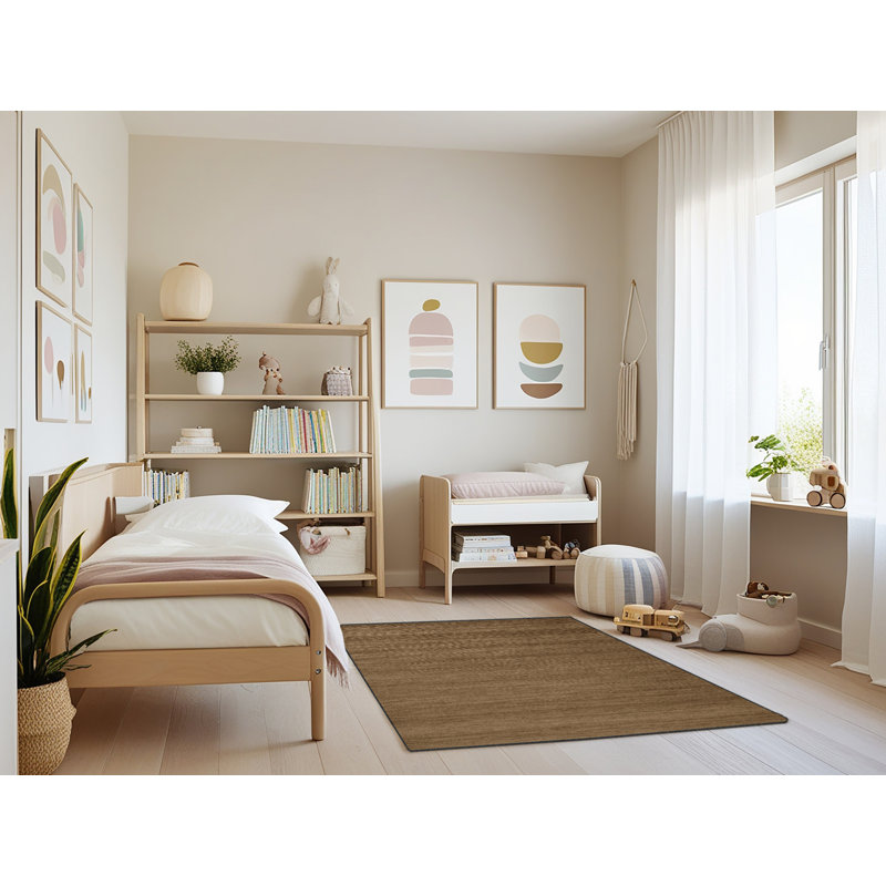 Tapis brun uni lavable à la machine, Rectangulaire 3 pi x 5 pi
