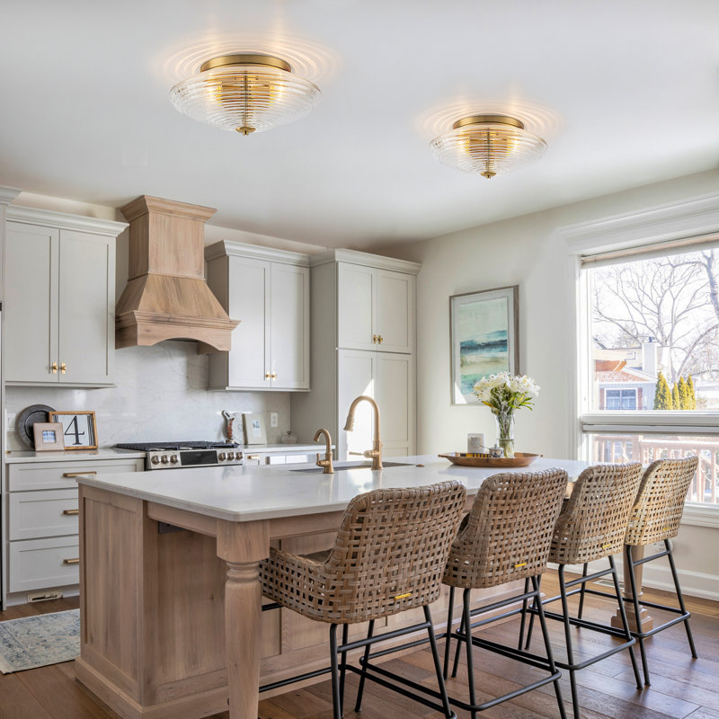 3-Light Ribbed Glass Flush Mount