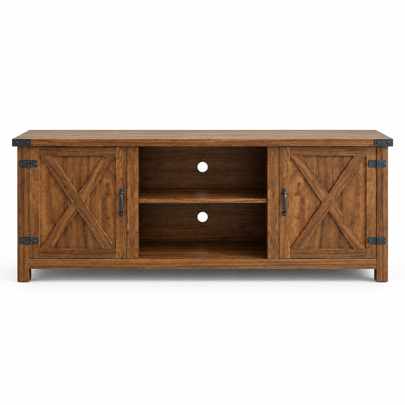 58'' Barn Door Style Media Console, Brown