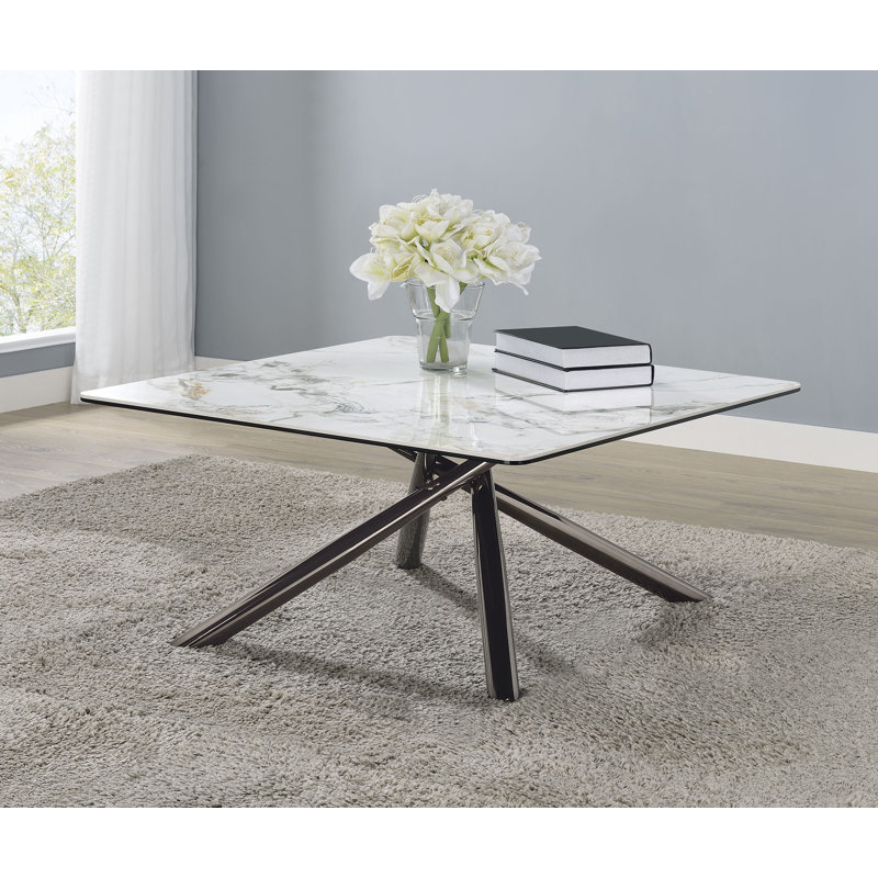 Table basse contemporaine l 35,65 po, blanc mirage