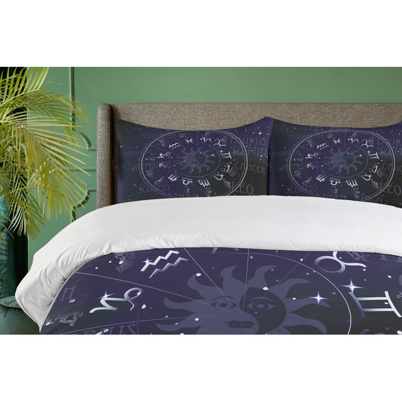 Twin Dark Blue and White Astrology Duvet Cover Set