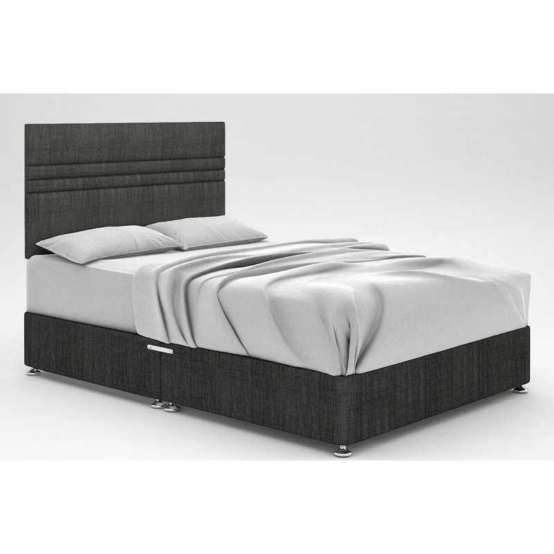 Ostara Divan Bed Base, Charcoal, No Storage, Small Single (2'6)