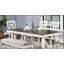 Ensemble de salle à manger 6 pièces avec table extensible, 4 chaises d'appoint et banc, coussins en tissu gris, plateau en bois blanc pour une salle à manger élégante