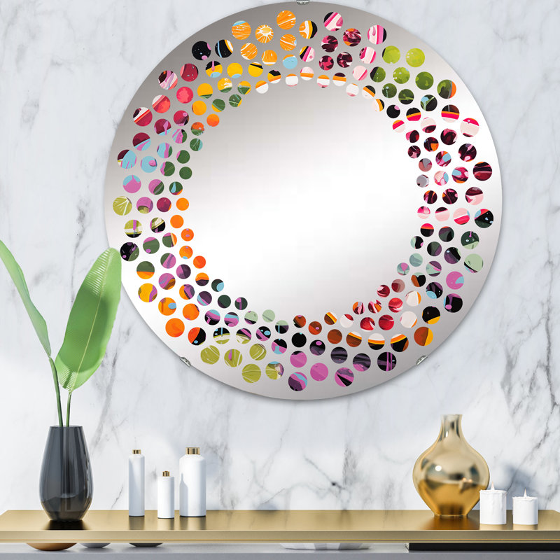 Miroir mural à pois électrique Passionfruit Pulse III - MIR113062-Rond, 31,4 po x 31,4 po