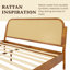 Beiro Solid Wood Rattan Platform Bed with Headboard, Bohemian and Mid-Century Bed Frame-1344325723-1344325725